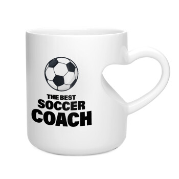 The best soccer Coach, Κούπα καρδιά λευκή, κεραμική, 330ml