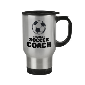 The best soccer Coach, Stainless steel travel mug with lid, double wall 450ml
