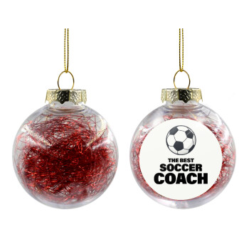 The best soccer Coach, Χριστουγεννιάτικη μπάλα δένδρου διάφανη με κόκκινο γέμισμα 8cm