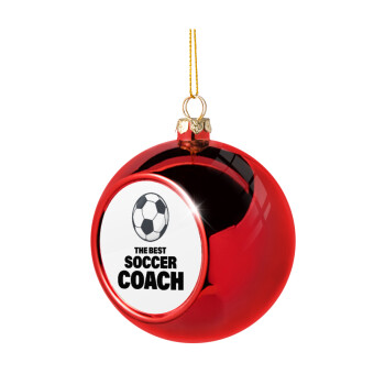 The best soccer Coach, Χριστουγεννιάτικη μπάλα δένδρου Κόκκινη 8cm