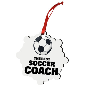 The best soccer Coach, Χριστουγεννιάτικο στολίδι snowflake ξύλινο 7.5cm