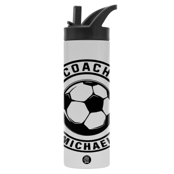 Soccer coach, bottle-thermo-straw