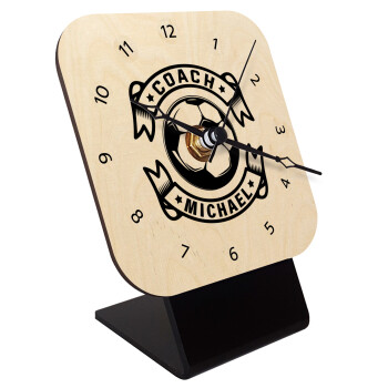 Soccer coach, Quartz Table clock in natural wood (10cm)