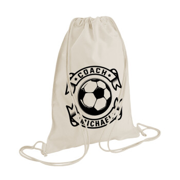 Soccer coach, Τσάντα πλάτης πουγκί GYMBAG natural (28x40cm)