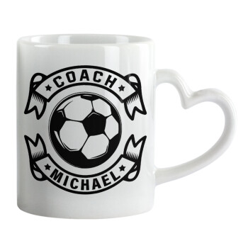 Soccer coach, Mug heart handle, ceramic, 330ml