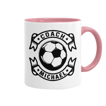 Soccer coach, Mug colored pink, ceramic, 330ml