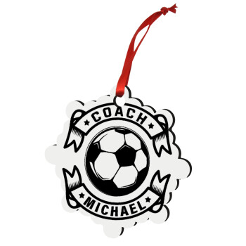 Soccer coach, Christmas ornament snowflake wooden 7.5cm