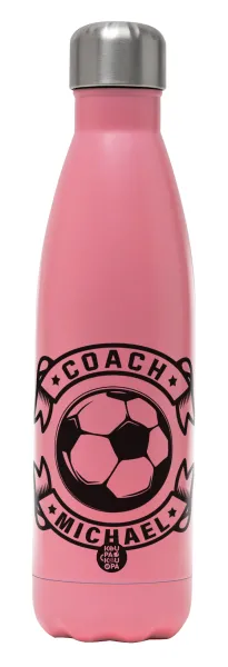 Soccer coach — Μεταλλικό παγούρι θερμός Ροζ Ματ (Stainless steel), διπλού τοιχώματος, 500ml