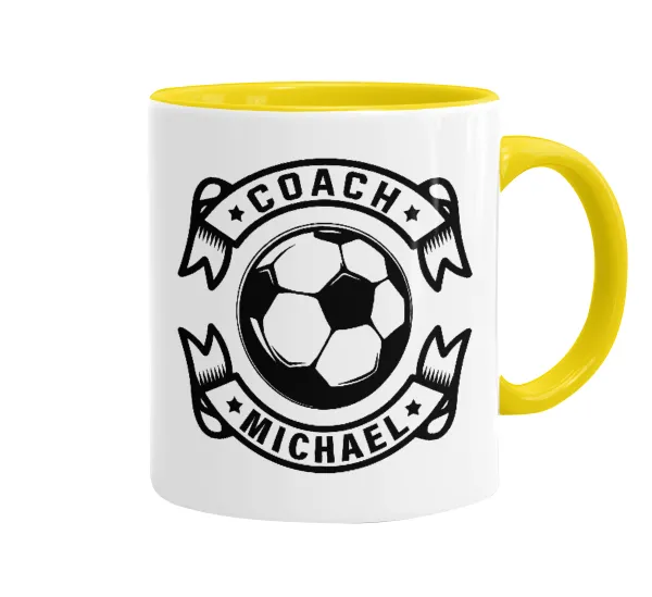 Soccer coach — Mug colored yellow, ceramic, 330ml