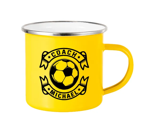 Soccer coach — Yellow Enamel Metallic Cup 360ml