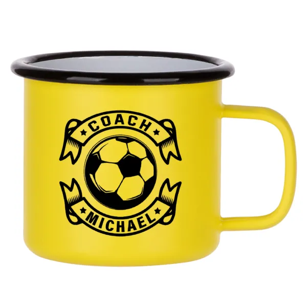 Soccer coach — Κούπα Μεταλλική εμαγιέ ΜΑΤ Κίτρινη 360ml