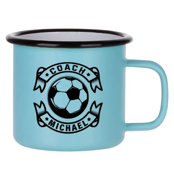 Soccer coach — Κούπα Μεταλλική εμαγιέ ΜΑΤ σιέλ 360ml