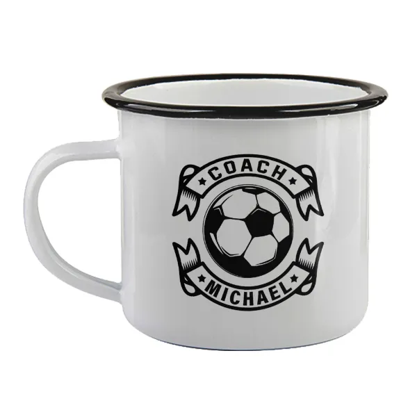 Soccer coach — Enamel mug with black rim, 360ml
