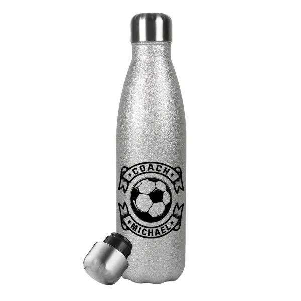 Soccer coach — Glitter Aσημένιο (500ml)