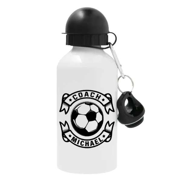 Soccer coach — Μεταλλικό παγούρι νερού, Λευκό, αλουμινίου 500ml