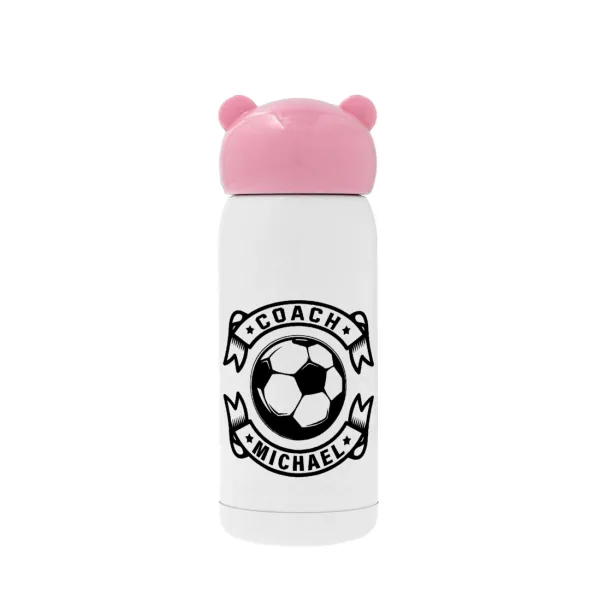 Soccer coach — Pink stainless steel thermal flask, 320ml