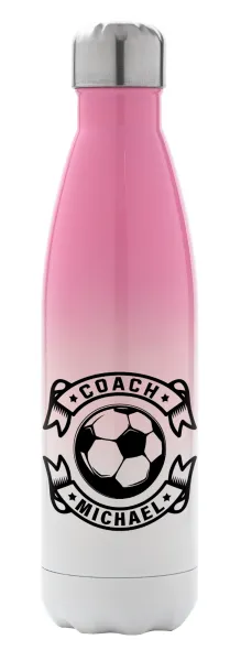 Soccer coach — Metal mug thermos Pink/White (Stainless steel), double wall, 500ml