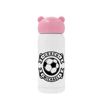 Soccer coach, Pink stainless steel thermal flask, 320ml