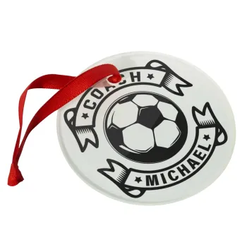 Soccer coach, Christmas ornament glass 9cm
