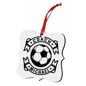 Soccer coach, Christmas ornament polygon wooden 7.5cm