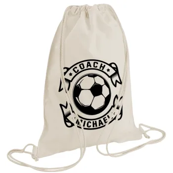 Soccer coach, Τσάντα πλάτης πουγκί GYMBAG natural (28x40cm)