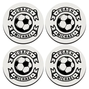 Soccer coach, ΣΕΤ 4 Σουβέρ ξύλινα στρογγυλά (9cm)