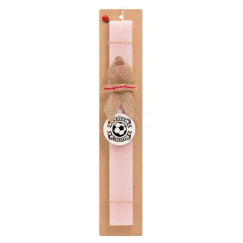 Soccer coach, Easter Set, wooden keychain & scented flat Easter candle (30cm) (PINK)