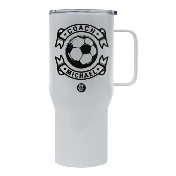 Soccer coach, Mega Stainless steel Tumbler with lid, double wall 750L