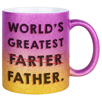 World's greatest farter, Κούπα Χρυσή/Ροζ Glitter, κεραμική, 330ml