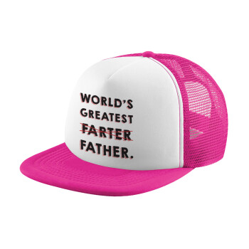 World's greatest farter, Καπέλο Ενηλίκων Soft Trucker με Δίχτυ Pink/White (POLYESTER, ΕΝΗΛΙΚΩΝ, UNISEX, ONE SIZE)