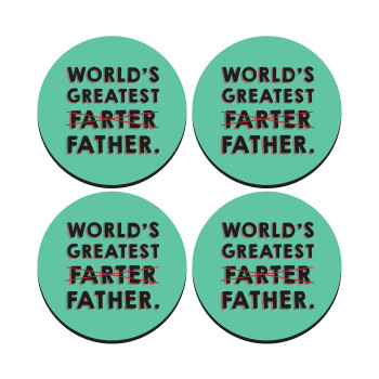 World's greatest farter, SET of 4 round wooden coasters (9cm)