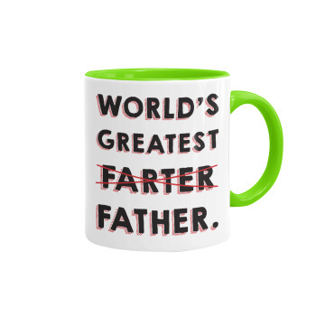 World's greatest farter, Mug colored light green, ceramic, 330ml