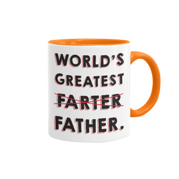 World's greatest farter, Κούπα χρωματιστή πορτοκαλί, κεραμική, 330ml