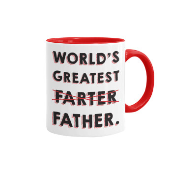 World's greatest farter, Mug colored red, ceramic, 330ml