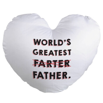 World's greatest farter, Μαξιλάρι καναπέ καρδιά 40x40cm περιέχεται το  γέμισμα