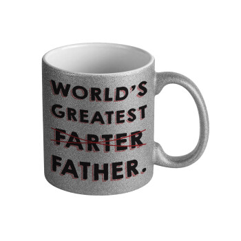World's greatest farter, Κούπα Ασημένια Glitter που γυαλίζει, κεραμική, 330ml