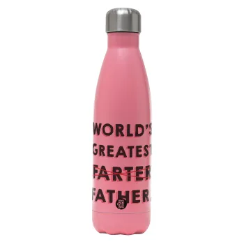 World's greatest farter, Μεταλλικό παγούρι θερμός Ροζ Ματ (Stainless steel), διπλού τοιχώματος, 500ml