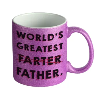 World's greatest farter, Κούπα Μωβ Glitter που γυαλίζει, κεραμική, 330ml