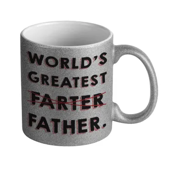 World's greatest farter, Κούπα Ασημένια Glitter που γυαλίζει, κεραμική, 330ml