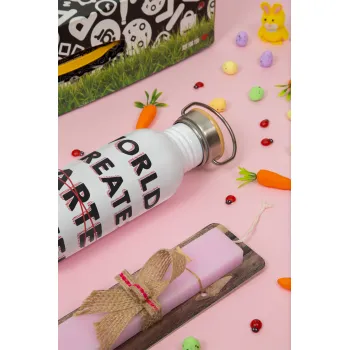 World's greatest farter, Πασχαλινή Λαμπάδα με παγούρι μεταλλικό (620ml, stainless steel) & κερί αρωματικό πλακέ (30cm) (ΡΟΖ)