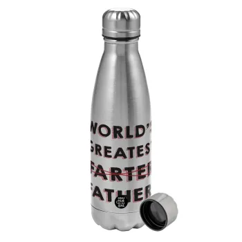 World's greatest farter, Metallic water bottle, stainless steel, 750ml