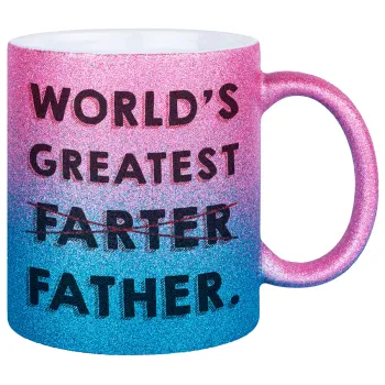 World's greatest farter, Κούπα Χρυσή/Μπλε Glitter, κεραμική, 330ml