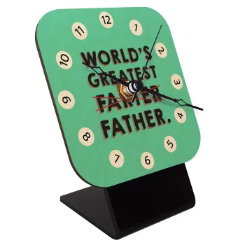 World's greatest farter, Quartz Table clock in natural wood (10cm)