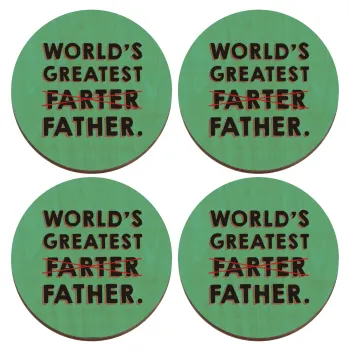 World's greatest farter, ΣΕΤ x4 Σουβέρ ξύλινα στρογγυλά plywood (9cm)