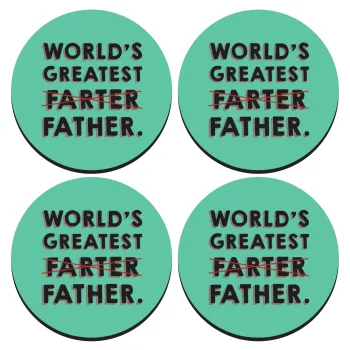 World's greatest farter, SET of 4 round wooden coasters (9cm)