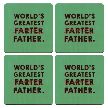 World's greatest farter, ΣΕΤ x4 Σουβέρ ξύλινα τετράγωνα plywood (9cm)