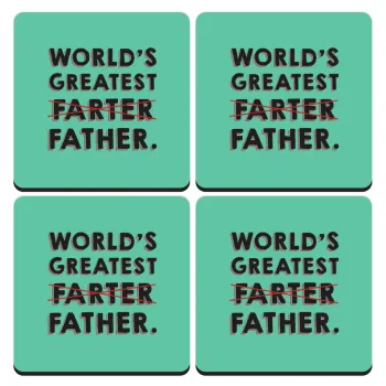 World's greatest farter, ΣΕΤ 4 Σουβέρ ξύλινα τετράγωνα (9cm)