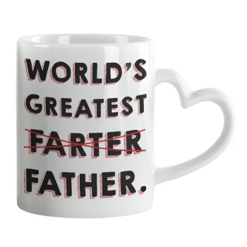 World's greatest farter, Κούπα καρδιά χερούλι λευκή, κεραμική, 330ml