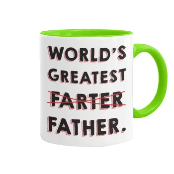 World's greatest farter, Mug colored light green, ceramic, 330ml