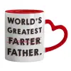 Mug heart red handle, ceramic, 330ml